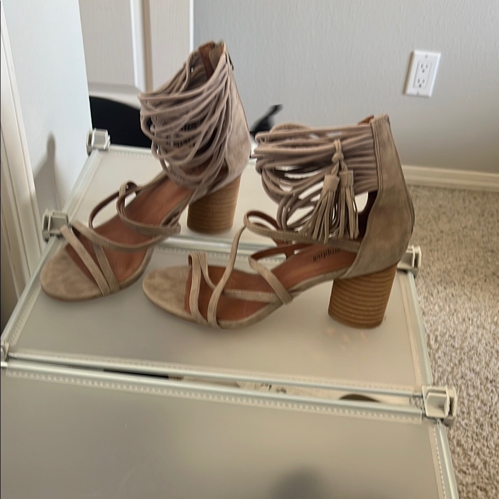 Jeffrey Campbell Tan Strappy Block Heels